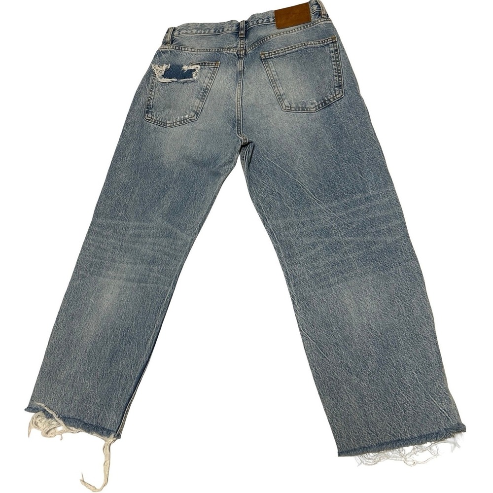 Zara The Pepper Mom Jeans Womens 10 Light Wash Distressed High Rise Straight Leg - Picture 4 of 10